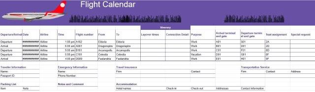 Calendrier des vols