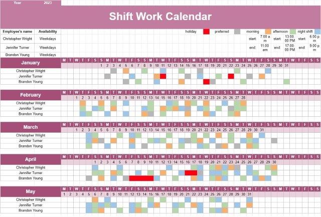 Calendrier de travail posté