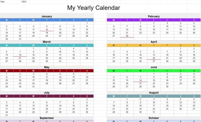 Calendrier annuel simple