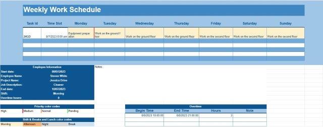 Horaire de travail hebdomadaire